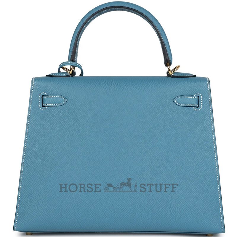Hermès Kelly Sellier 25 Blue Jean Epsom GHW