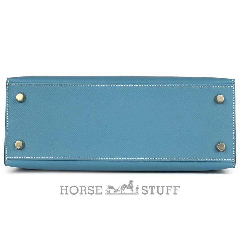 Hermès Kelly Sellier 25 Blue Jean Epsom GHW