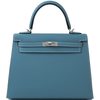 Hermès Kelly Sellier 25 Blue Jean Epsom PHW