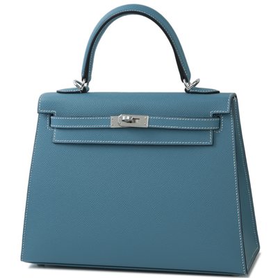 Hermès Kelly Sellier 25 Blue Jean Epsom PHW
