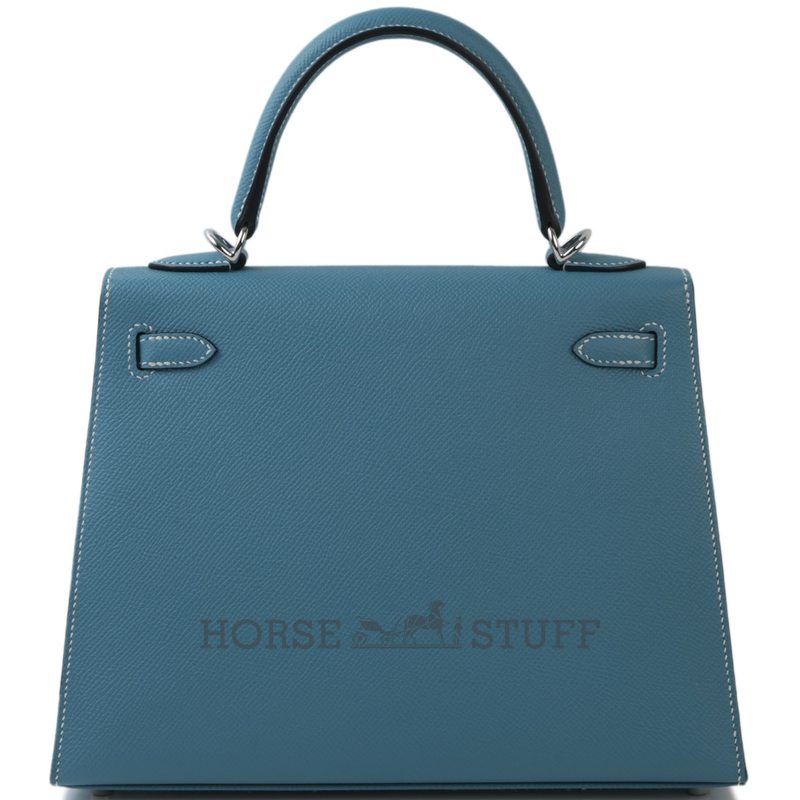 Hermès Kelly Sellier 25 Blue Jean Epsom PHW