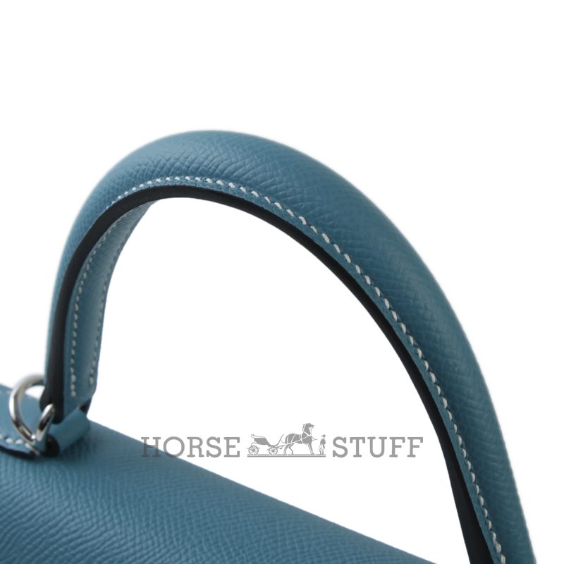 Hermès Kelly Sellier 25 Blue Jean Epsom PHW