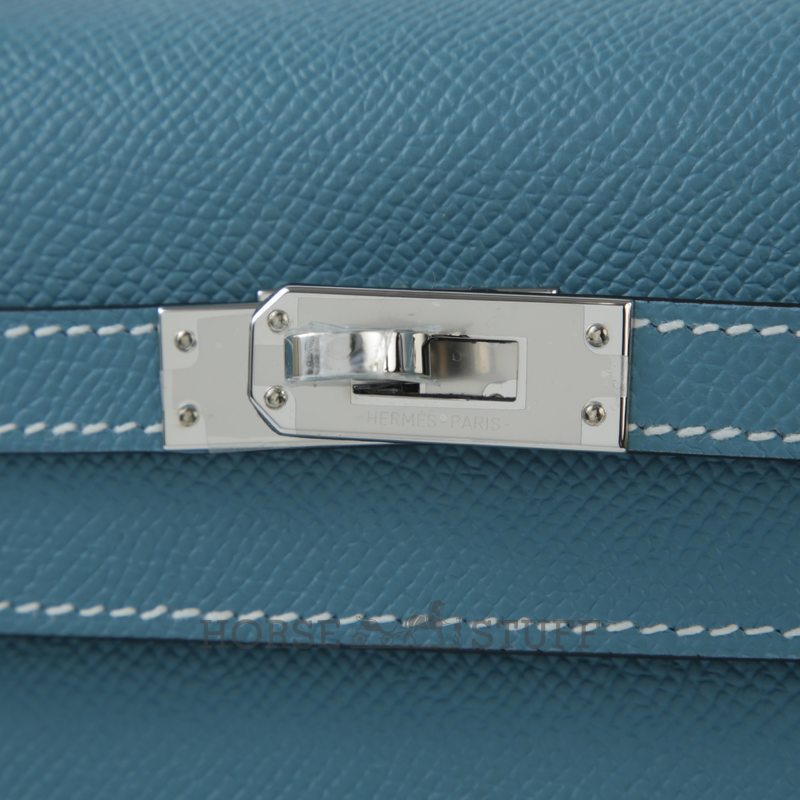 Hermès Kelly Sellier 25 Blue Jean Epsom PHW
