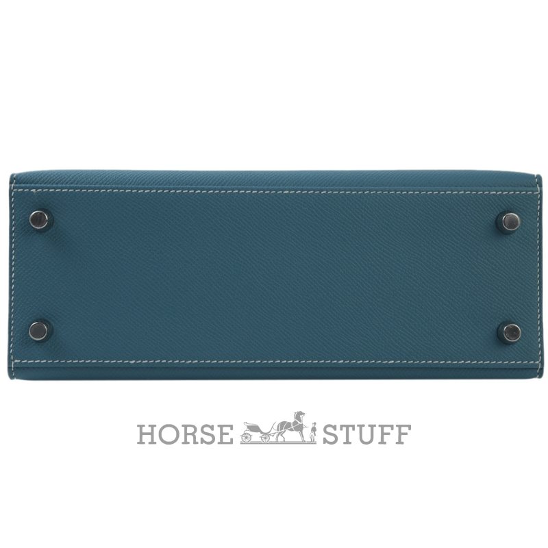 Hermès Kelly Sellier 25 Blue Jean Epsom PHW