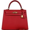 Hermès Kelly Sellier 25 Rouge Casaque Epsom GHW