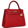 Hermès Kelly Sellier 25 Rouge Casaque Epsom GHW