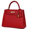 Hermès Kelly Sellier 25 Rouge Casaque Epsom GHW