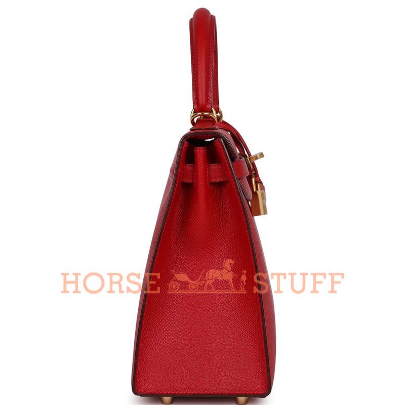 Hermès Kelly Sellier 25 Rouge Casaque Epsom GHW