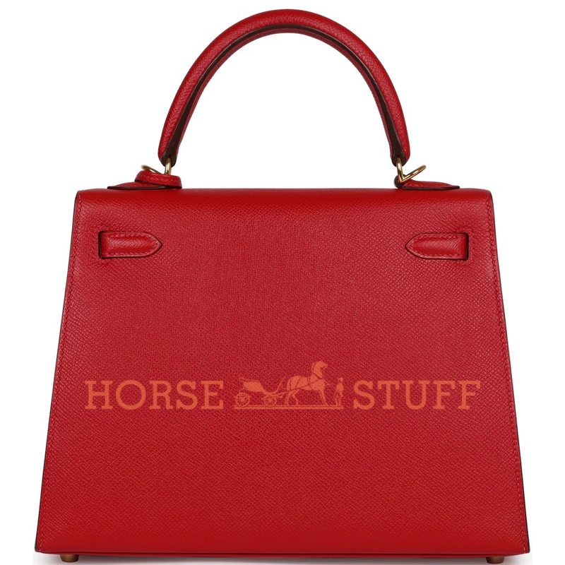 Hermès Kelly Sellier 25 Rouge Casaque Epsom GHW