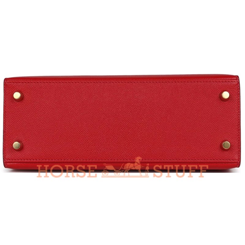 Hermès Kelly Sellier 25 Rouge Casaque Epsom GHW