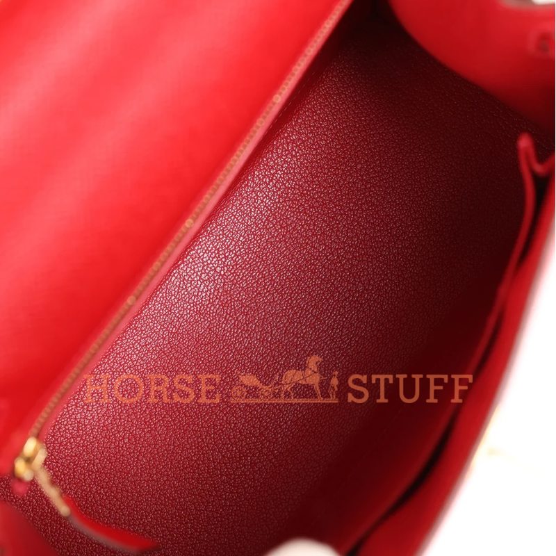 Hermès Kelly Sellier 25 Rouge Casaque Epsom GHW