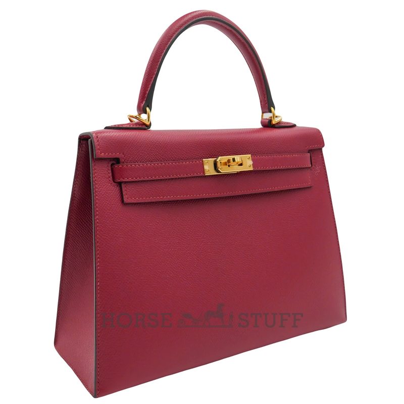 Hermès Kelly Sellier 25 Rouge Grenat Epsom GHW