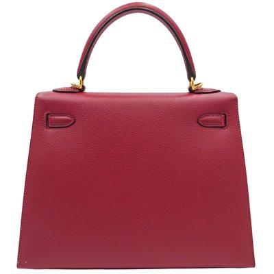 Hermès Kelly Sellier 25 Rouge Grenat Epsom GHW