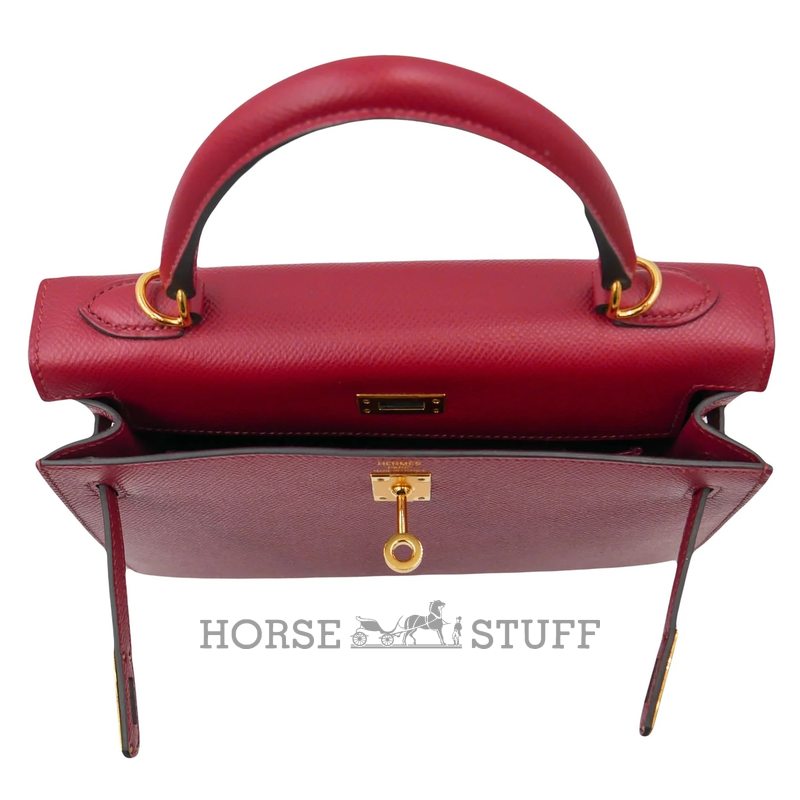 Hermès Kelly Sellier 25 Rouge Grenat Epsom GHW