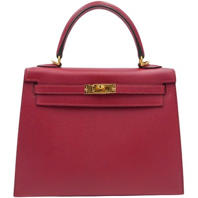 Hermès Kelly Sellier 25 Rouge Grenat Epsom GHW