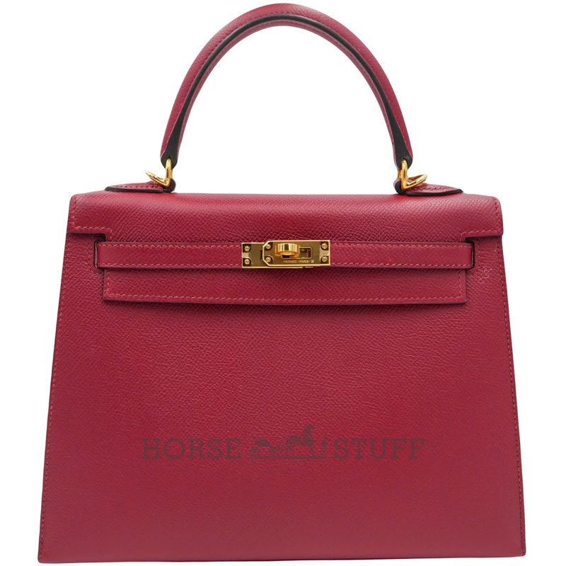 Hermès Kelly Sellier 25 Rouge Grenat Epsom GHW