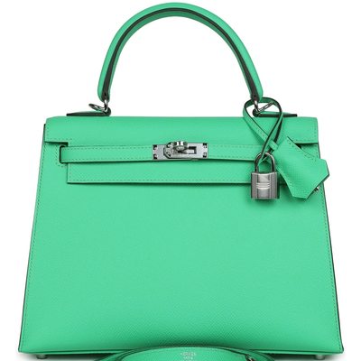 Hermès Kelly Sellier 25 Vert Comics Epsom PHW