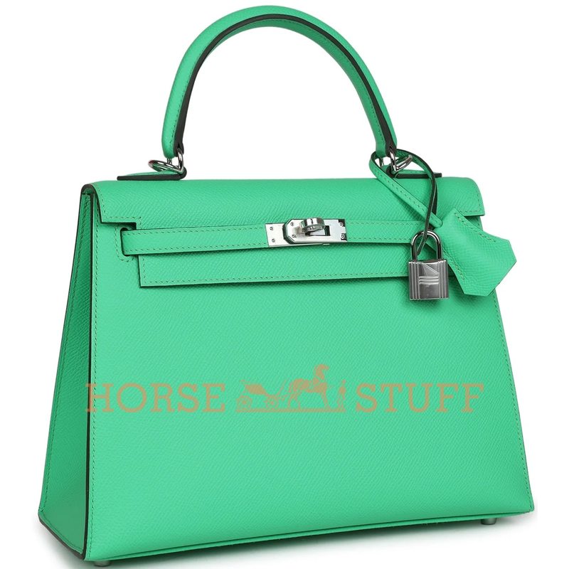 Hermès Kelly Sellier 25 Vert Comics Epsom PHW