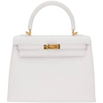 Hermès Kelly Sellier 25 White Epsom GHW