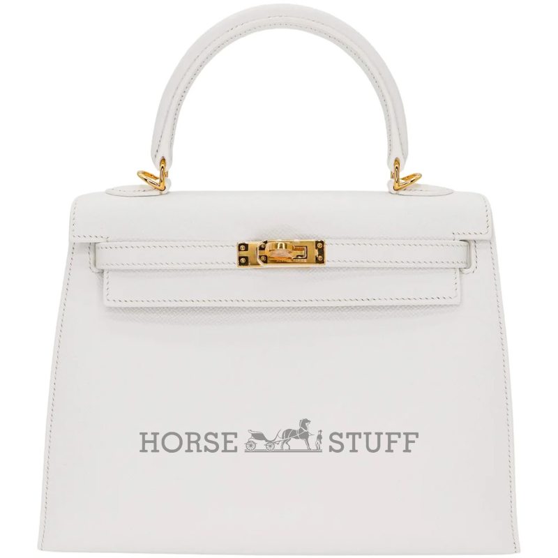 Hermès Kelly Sellier 25 White Epsom GHW
