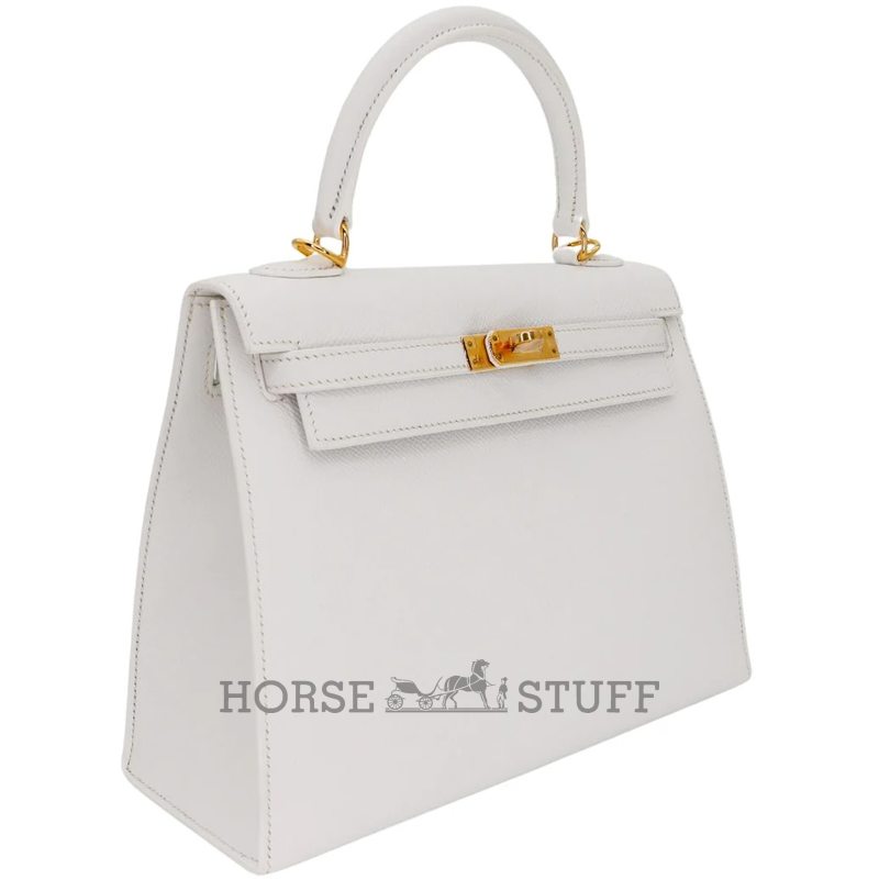 Hermès Kelly Sellier 25 White Epsom GHW