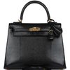 Hermès Kelly Sellier 25 Black Shiny Niloticus Lizard GHW