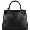 Hermès Kelly Sellier 25 Black Shiny Niloticus Lizard GHW
