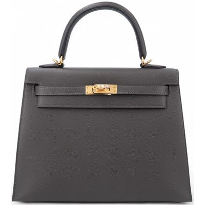 Hermes Kelly Sellier 25 Graphite Madame GHW
