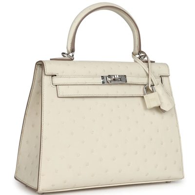 Hermès Kelly Sellier 25 Beton Ostrich PHW