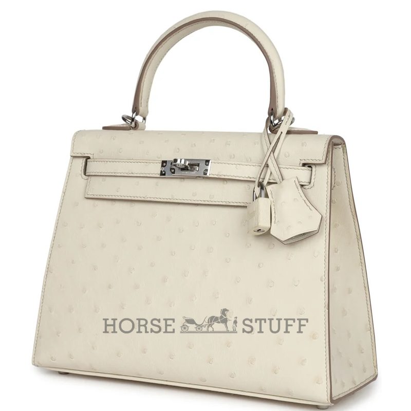 Hermès Kelly Sellier 25 Beton Ostrich PHW