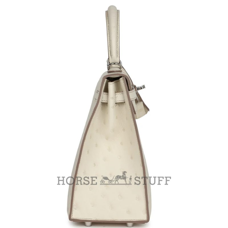 Hermès Kelly Sellier 25 Beton Ostrich PHW