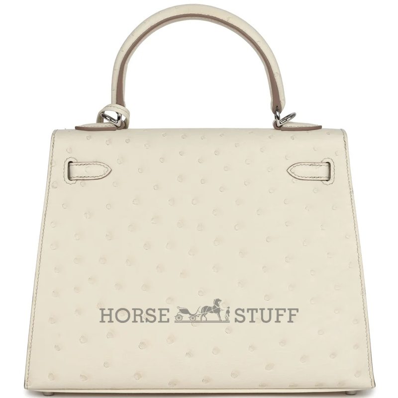Hermès Kelly Sellier 25 Beton Ostrich PHW