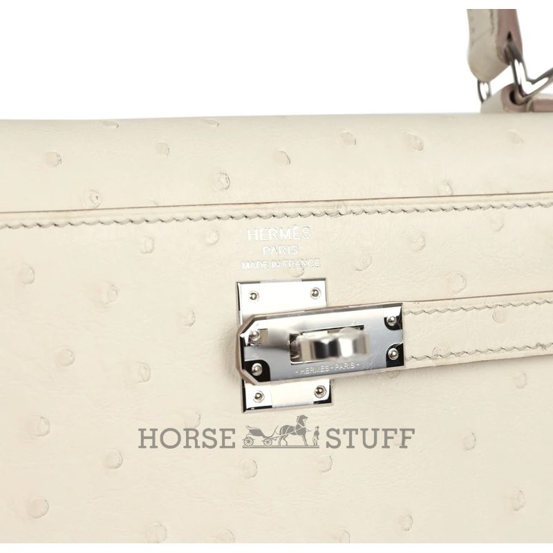 Hermès Kelly Sellier 25 Beton Ostrich PHW