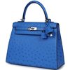 Hermès Kelly Sellier 25 Bleuet Ostrich PHW