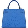 Hermès Kelly Sellier 25 Bleuet Ostrich PHW