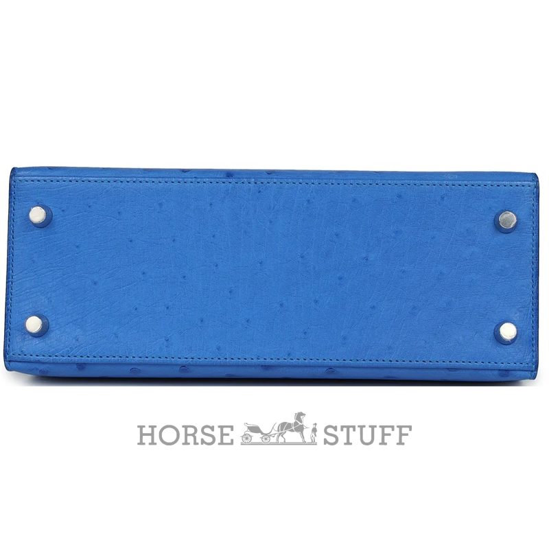 Hermès Kelly Sellier 25 Bleuet Ostrich PHW