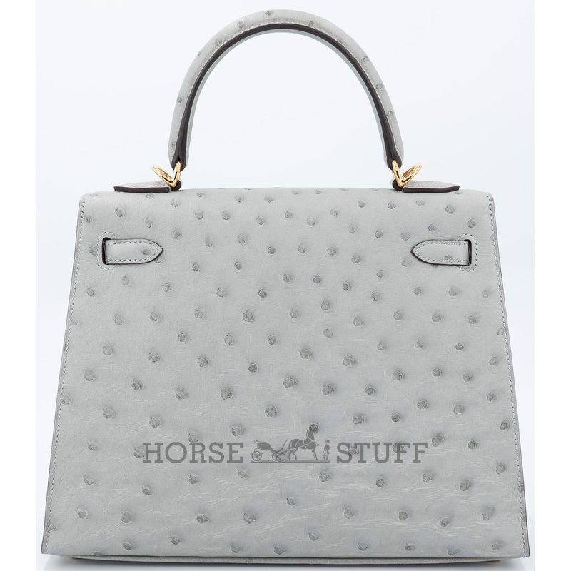 Hermès Kelly Sellier 25 Blue Glacier Ostrich GHW