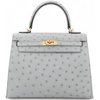 Hermès Kelly Sellier 25 Blue Glacier Ostrich GHW