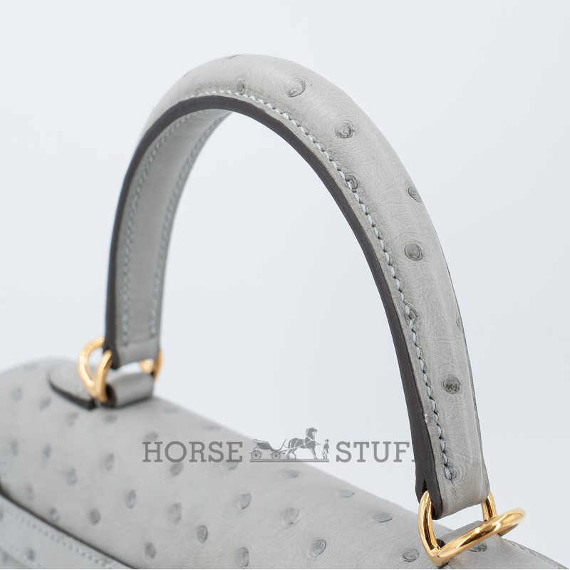 Hermès Kelly Sellier 25 Blue Glacier Ostrich GHW