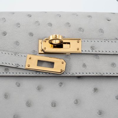 Hermès Kelly Sellier 25 Blue Glacier Ostrich GHW