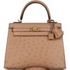Hermès Kelly Sellier 25 Chai Ostrich GHW