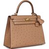 Hermès Kelly Sellier 25 Chai Ostrich GHW