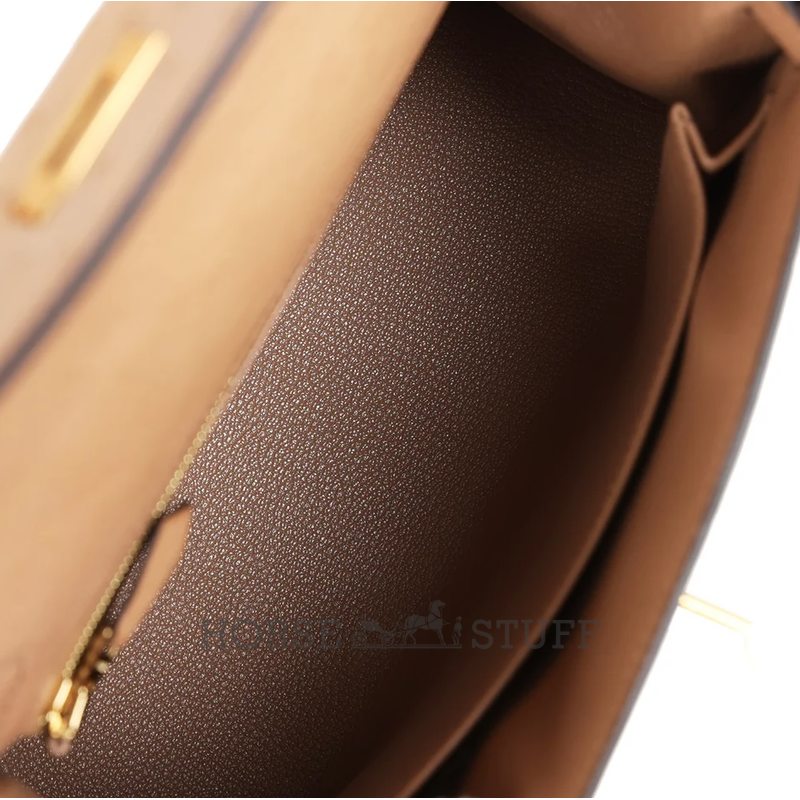 Hermès Kelly Sellier 25 Chai Ostrich GHW