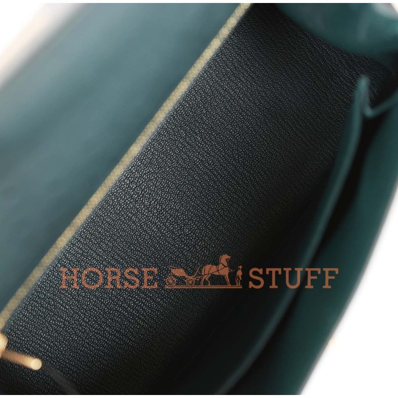 Hermès Kelly Sellier 25 Vert Cypress Ostrich GHW