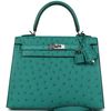 Hermès Kelly Sellier 25 Vert Verone Ostrich PHW