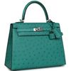 Hermès Kelly Sellier 25 Vert Verone Ostrich PHW