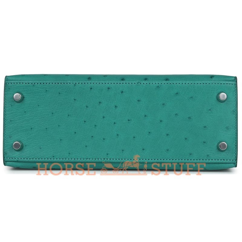 Hermès Kelly Sellier 25 Vert Verone Ostrich PHW