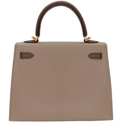Hermès Kelly Sellier 25 Special Order HSS Etoupe / Gris Tourterelle Chevre BGHW