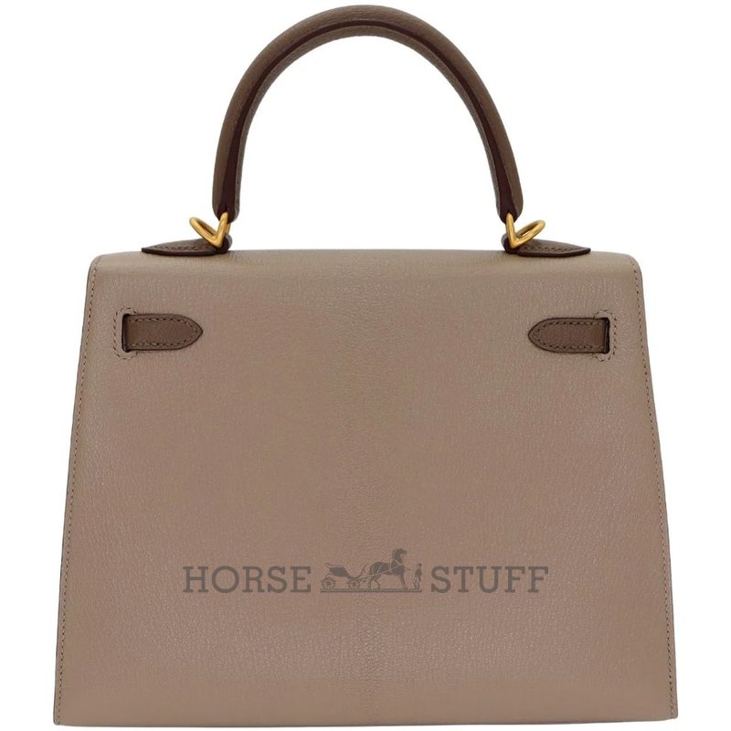Hermès Kelly Sellier 25 Special Order HSS Etoupe / Gris Tourterelle Chevre BGHW