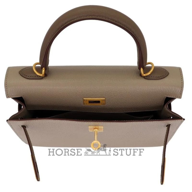 Hermès Kelly Sellier 25 Special Order HSS Etoupe / Gris Tourterelle Chevre BGHW